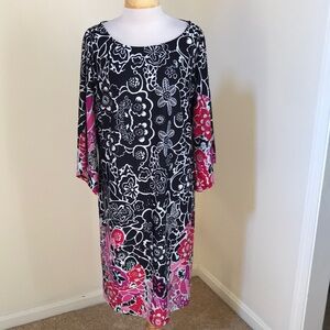 NY Collection 1X black multi printed dress.